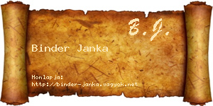 Binder Janka névjegykártya